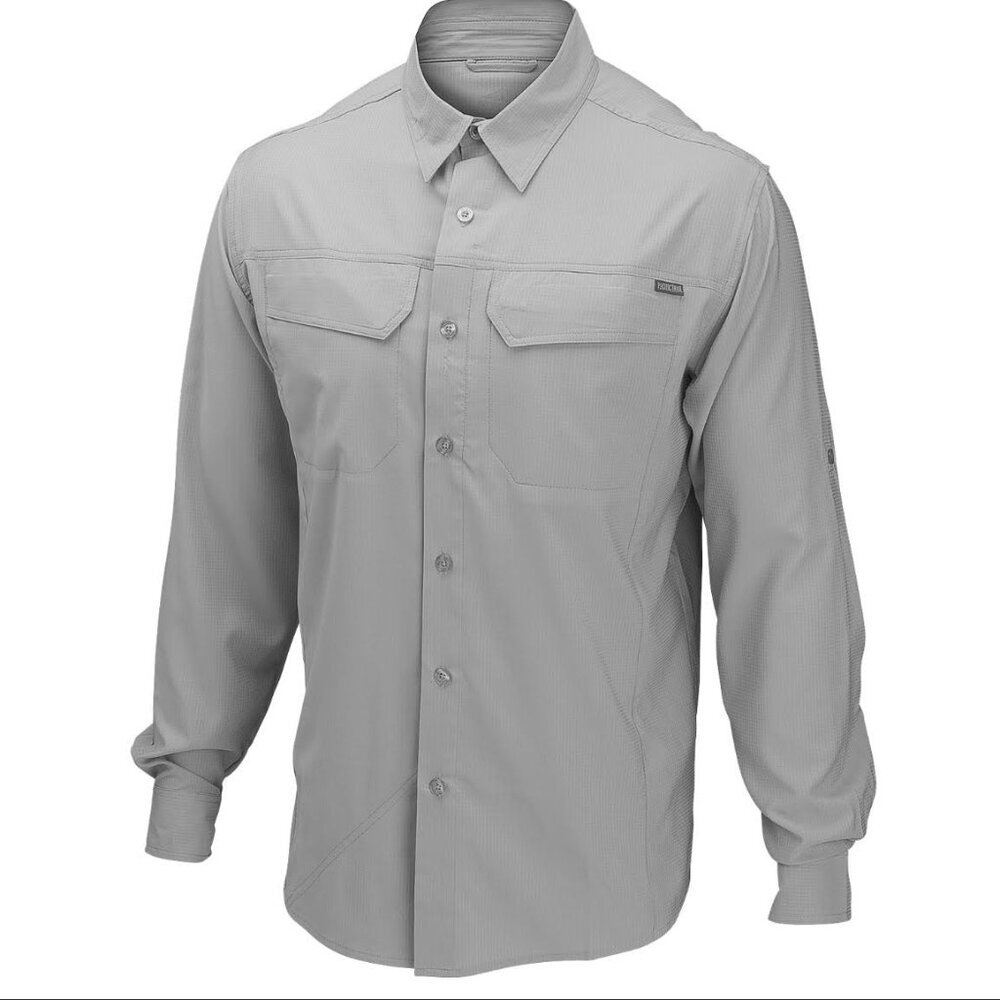 Pacific Trail Men's Steel Grey Roll Tab Performance Vented Shirt Top Sz Med